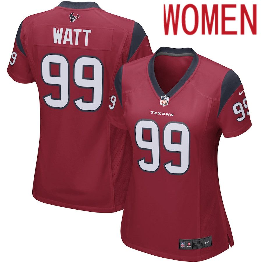 Women Houston Texans #99 J.J. Watt Red Nike Player Game NFL Jersey->women nfl jersey->Women Jersey